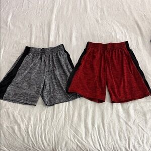 Boys Athletic Shorts Duo - Gray and Red with Black Trim